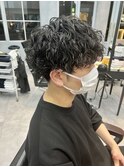 ツイストスパイラルパーマツーブロックマッシュ束感ショート
