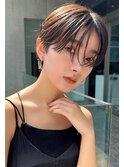 20代30代アッシュカラー韓国風ハンサムショート前髪あり小顔