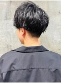 黒髪　メンズショート　ツイストスパイラルパーマ　ツーブロック
