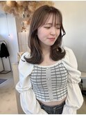 オリーブベージュ/ハイライト/韓国くびれヘア