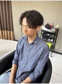 ツイストスパイラル×センターパート メンズパーマ 刈り上げ