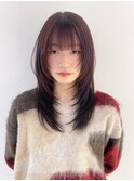 顔周りレイヤーミディアム前髪カット美髪_ba541871