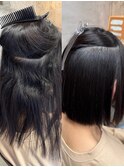 40代50代◎縮毛矯正×前下がり小顔ショートボブ