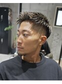 MEN'S/ハイライト×アップバングショート/短髪/スキンフェード