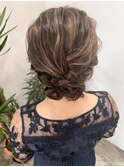 ヘアセットハイライトヘアアレンジフルアップ編み込み