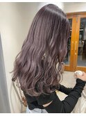 ラベンダーグレージュ / ロングウェーブヘア
