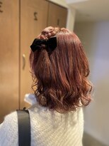 ピンクラベンダーカラーで可愛さ抜群♪編み込みハーフツイン