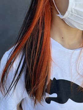 ピケ(pique) オレンジで華やかに!ビタミンカラーインナー/透明感/段カット