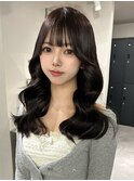 12770艶髪アッシュブラックグレージュ韓国風巻きレイヤーカット