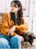 センターパートロングヘア20代/30代/40代/庭瀬