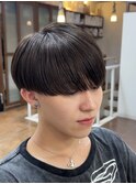 刈り上げショート/ラウンドマッシュ/チャコールグレー/メンズ