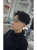 低めフェード×パーマ