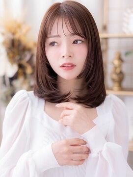 カバーヘア ブリス 大宮西口(COVER HAIR bliss) ツヤ感グレーブラウンシャギーカットセミディb大宮20代30代40代