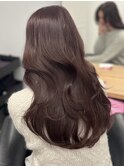 ブリーチなしダブルカラー艶感ローズピンク暖色カラー