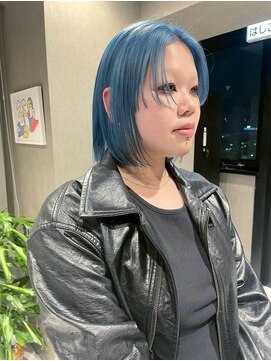 ノル 栄矢場町(nol) 寒色切りっぱなしボブ　顔まわりデザインカット！