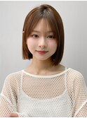前髪 ボブ 小顔 ミルクティーブロンド"