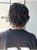 ツイストスパイラルパーマ ウルフヘア アッシュブラウン 束感