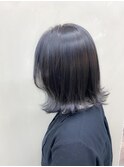 【ANGELICA 望月】暗髪 切りっぱなしボブ ネイビーグレージュ