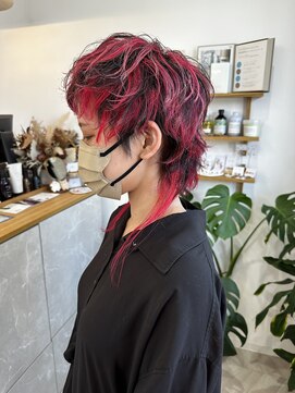 エマノア(EMANOA) マッシュウルフ ニュアンスパーマスタイル ヴィーガンカラー