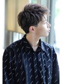 ツーブロック爽やかアップバングリバースパーマ