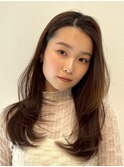 切りっぱなしボブエアリーロング美髪ピンクブラウン