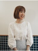 ダブルカラーグレージュカラーケアブリーチミニボブ