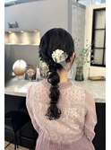 華やかで可憐♪編みおろしヘアセット