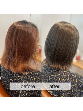 リルシェアサロン(RiRe share salon) 【長岡】デザインカラー　ビフォーアフター