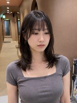 サボ 栄店(sabo)&nbsp;鎖骨ミディアム×顔まわりレイヤー×羽バング