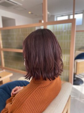 アドラーブル けやき通り店(adorable) 髪質改善カラーブリーチ無しピンクブラウン外ハネレイヤー韓国風