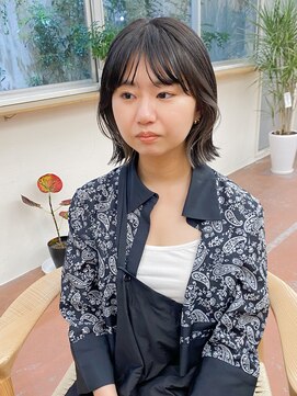 パークレーン アイス イヴェン(park lane ICI yeven) ボブ　切りっぱなしボブ　インナーカラー　グレージュ　前髪あり