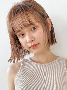 ノイカーム(noi Calm) 顔周りレイヤーカットグレージュカラーくびれボブベージュカラー