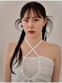 ヘアアレンジ　カチモリ　ツインテール　編み込み【天神/今泉】
