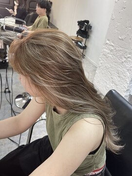 ブレンド 渋谷(BLend) ホワイトグレージュミニウルフデジタルパーマチェリーブラウン