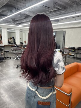 ニコ トウキョウ 渋谷(nico TOKYO) ダブルカラーチェリーレッドピンクブラウン韓国レイヤーロング