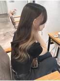 インナーカラーベージュロングヘア＊艶髪透明感カラー/明大前