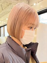 デート 下北沢(DATE) ダブルカラーミルクティーベージュカラーケアブリーチミニボブ