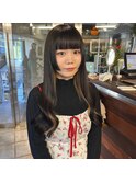 インナーカラー＊黒髪ロング姫カット