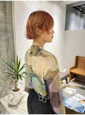 オレンジベージュボブパーマ