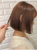イメチェン外ハネボブ美髪ワイドバングミディアム縮毛矯正ボブ