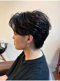 フェザーショート×メンズ×パーマ×トリートメント