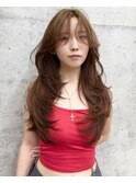 海外レイヤー/ロングレイヤーハッシュカット/小顔くびれレイヤー