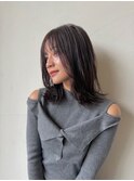大人レイヤー外ハネくびれ暗髪カラー