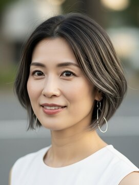 レヴィア(REVIA) 白髪ぼかしハイライトブリーチショートボブ