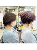 美シルエット・立体感大人ショート・ピンクブラウン【BISA】