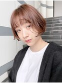 丸みボブ_チェリーブラウンフェミニンロング_58905