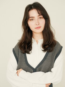 オンク 新宿(onk) 黒髪/グレーベージュ/レイヤーロング/前髪パーマ[新宿駅]