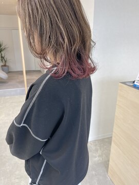 モンテヘアー(monte hair) 裾カラー×ピンク