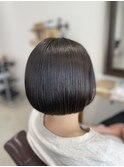 10代20代/30代/韓国風ミニボブ/スモークグレー/髪質改善