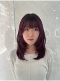 ハイライトカラーミルクティーベージュレイヤーカット